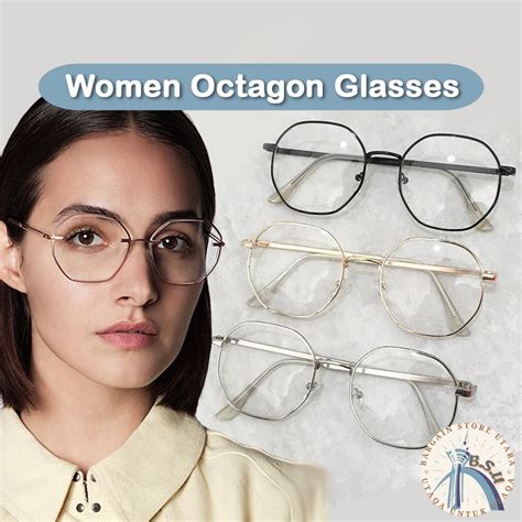 Bsu Spec Octagon Metal Frame Women Men Fashion Glasses Spectacles