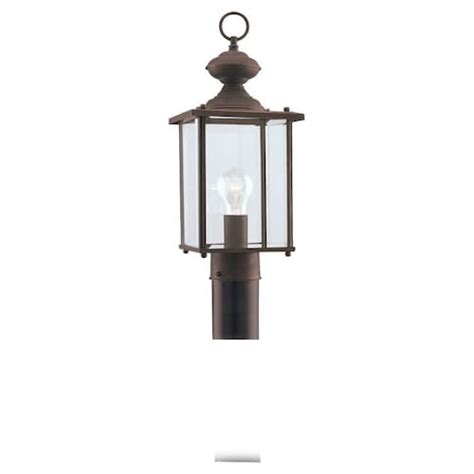 Sea Gull Lighting 3 Light Antique Bronze Outdoor Post Lantern The Home Depot Canada