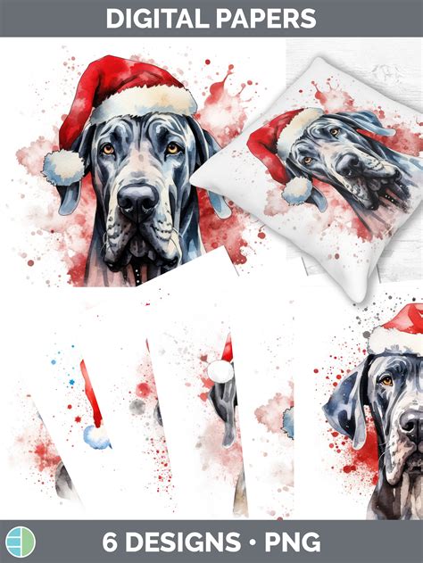 Christmas Santa Hat Great Dane Dog Paper Backgrounds Digit