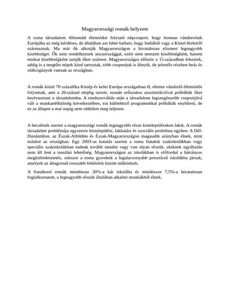 Magyarországi Romák Helyzete Pdf