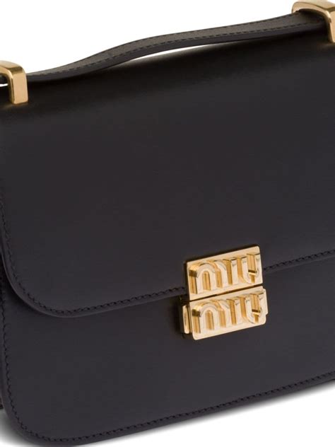 Miu Miu Logo Plaque Leather Shoulder Bag Farfetch