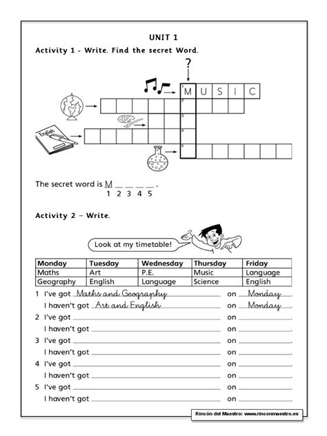 Activity Ingles 4 Primaria