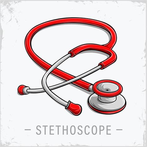 Hand drawn red doctor or nurse stethoscope, medical health care symbol ...