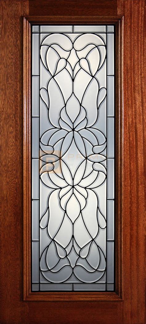 6 8 Full Lite Decorative Glass Mahogany Wood Front Door PD 303L CB