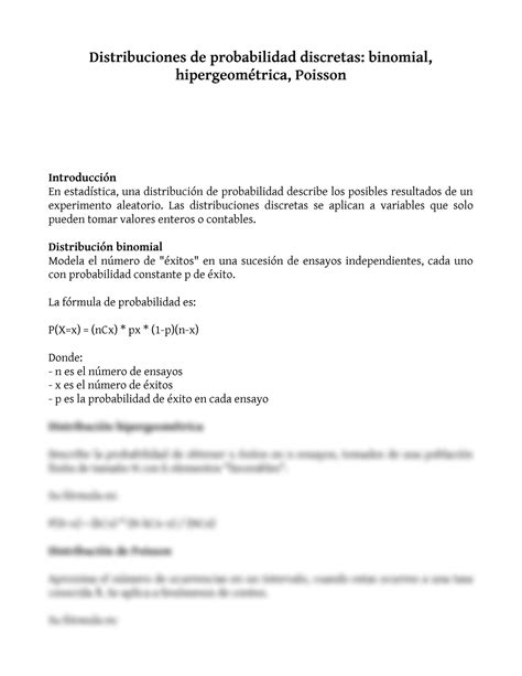 SOLUTION Distribuciones De Probabilidad Discretas Binomial Hipergeom