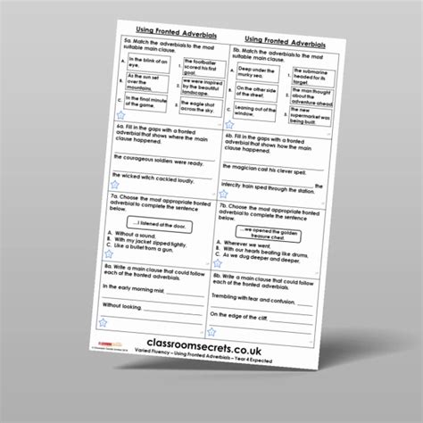 Using Fronted Adverbials Varied Fluency Resource Classroom Secrets