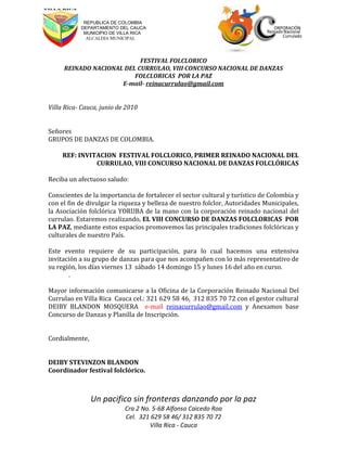 Invitacion Concurso Nacional De Danzas PDF