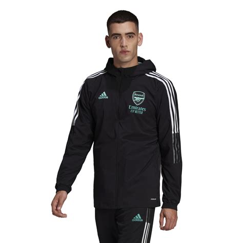 Veste survêtement à capuche Arsenal noir vert 2021 22 sur Foot fr