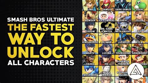 Super Smash Bros Ultimate The Fastest Way To Unlock All Characters Youtube