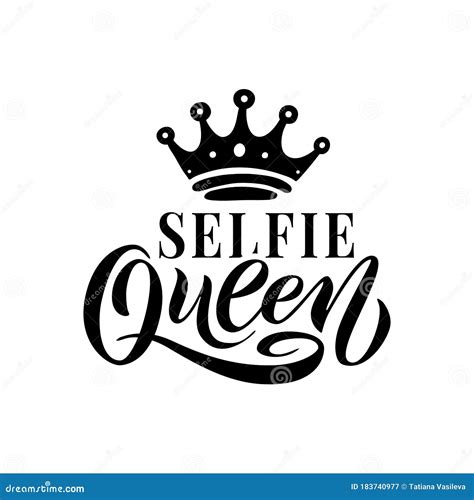 Queen Word With Crown Hand Drawn Lettering Vector Illustration