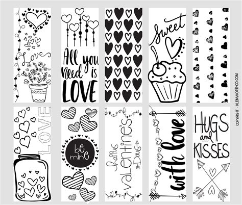 Valentine Printable Coloring Page Bookmarks - Yummi Haus