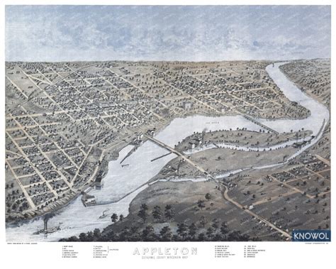 Historic old map of Appleton, Wisconsin from 1867 - KNOWOL