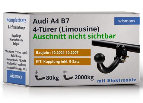 AnhÄngerkupplung Starr FÜr Audi A4 B7 04 07 13pol E Satz Jaeger Eur