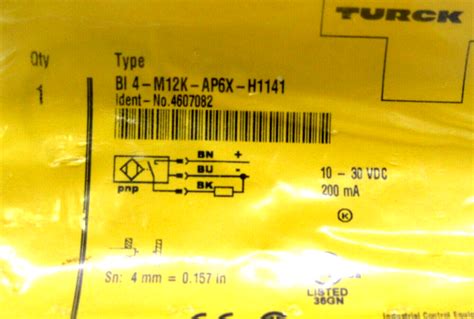 NEW TURCK BI4 M12K AP6X H1141 INDUCTIVE SENSOR 4607082 TURCK