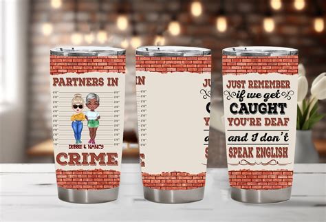 Personalized Partners In Crime Tumbler Mug Wrap Customized Besties