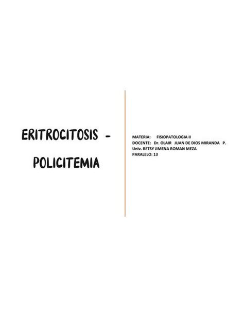 Eritrocitosis Policitemia BETSY ROMAN UDocz