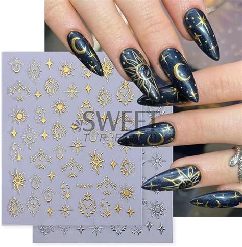 Amazon Sheets D Metallic Moon Star Nail Stickers Diy Self