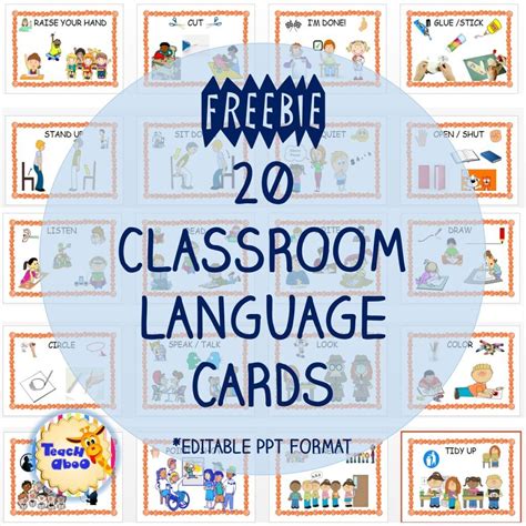 Classroom Language Cards Set Freebie - Teachaboo