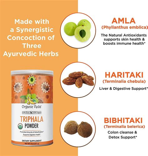 Organic Veda Pure Triphala Powder Amalaki Bibhitaki Haritaki Blend