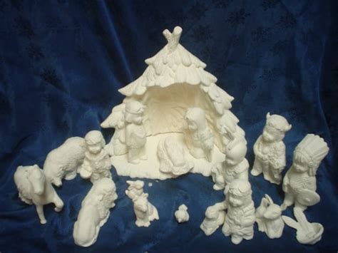 Ceramic Bisque 19 Piece Kimple Indian Nativity Set Etsy