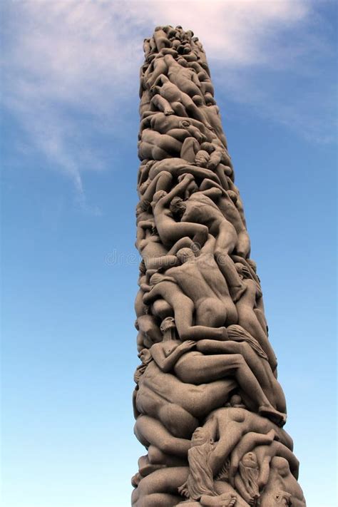 Sculpture Monolith In The Vigeland Park Editorial Photo Image Of Blue