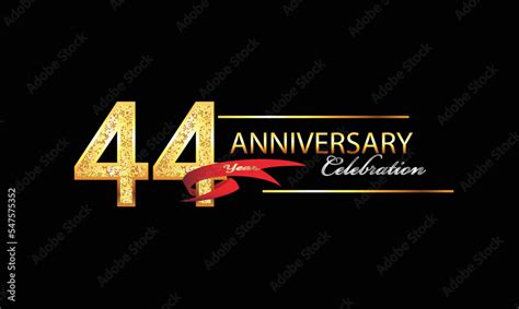 44 Year Anniversary Celebration Vector Design 44th Anniversary