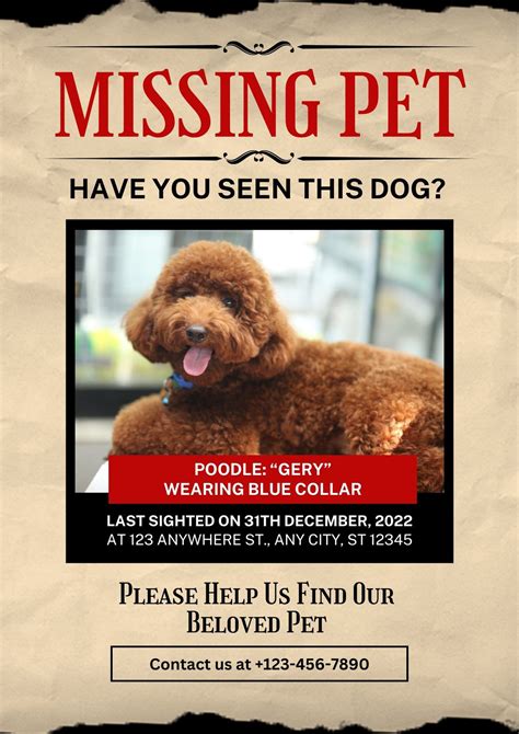 Free Printable Customizable Lost Dog Poster Templates 60 Off