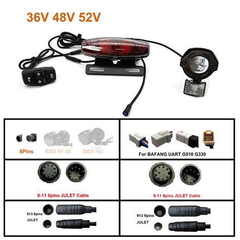 36V 48V 52V E bike Scheinwerfer Rücklicht Set für BAFANG BBS01 BBS02