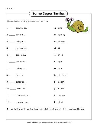 Metaphor and Simile Worksheet - Worksheets Library