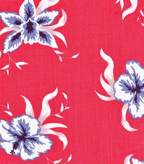 Cotton Red White Flower Fabric FC OA126 Dinesh Exports