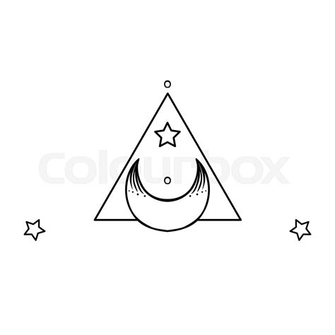 Moon Symbol Tattoo Style Vector Illustration In Black Outlines