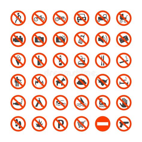 Iconos De Las Muestras De La Prohibici N Fijados Vector Ilustraci N Del