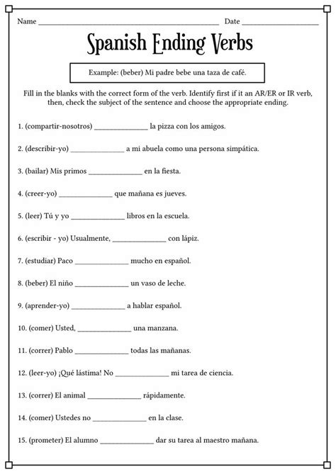 17 Spanish Conjugation Worksheets Printable Spanish Words For Beginners Spanish Teaching