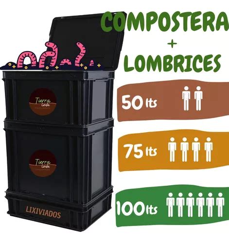 Compostera 50lts Más Núcleo De Lombrices Californianas Cuotas sin interés