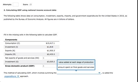 Solved Calculating Gdp Using National Income Account Data