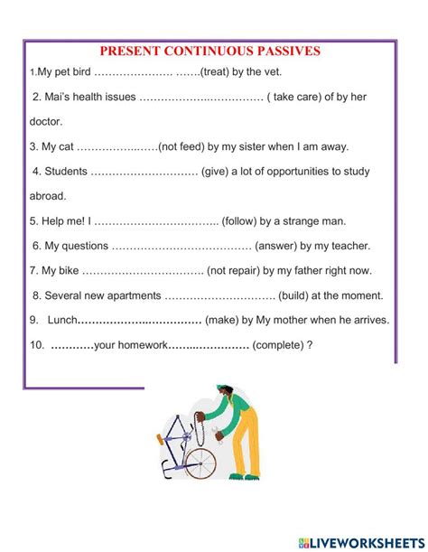 Present Continuous Tense Passives Worksheet Live Worksheets