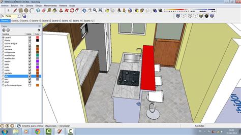 Como diseñar una casa en SketchUp parte 1 diseño de cocina How to