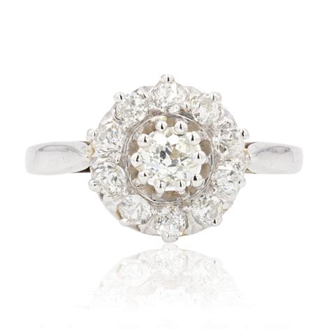 Proantic Bague Marguerite Diamants Or Blanc