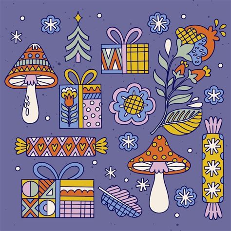 Free Vector Hand Drawn Christmas Scandinavian Elements Collection