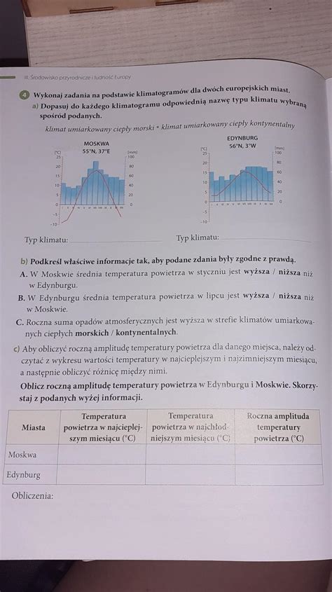 Wykonaj Zadania Na Podstawie Klimatogram W Dla Dw Ch Europejskich Miast