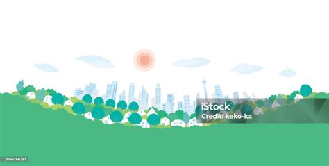 Illustration Of A Fresh Green Cityscape Vector Illustration Of Background Stock Illustration