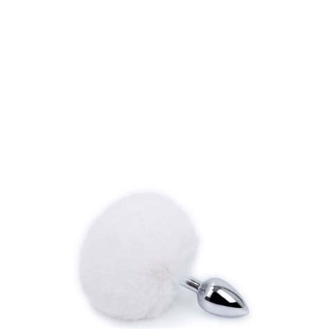 Plug Anal Em Metal Pompom Branco R IMPORT RMPJ A R Import