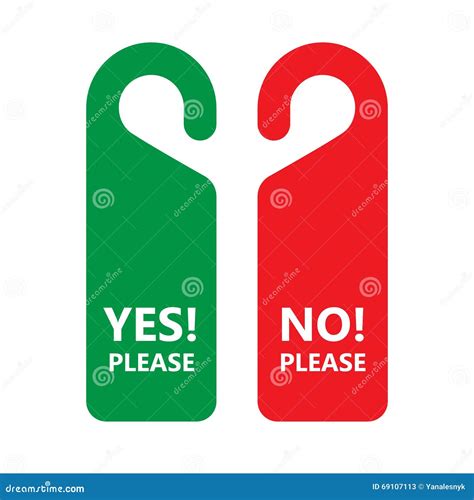 Hotel Door Do Not Disturb Sign Flat Vector Illustration Set Stock