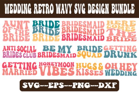 Wedding Retro Wavy Svg Design Bundle Graphic By Uniquesvgstore · Creative Fabrica