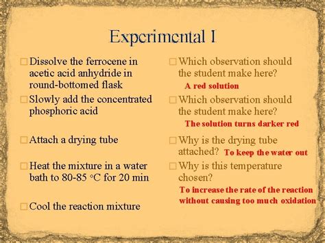 Lecture 13 A Acetyl Ferrocene Ferrocene I Ferrocene