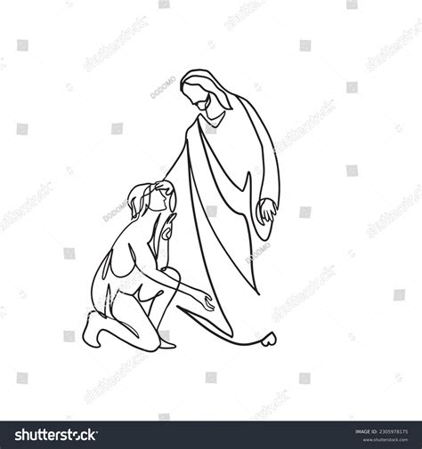 Continuous Line Drawing Of Jesus Christ Vector Royalty Free Stock