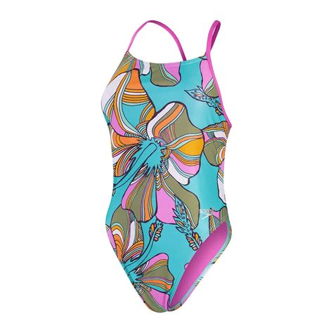 Speedo Allover Tie Back Swimsuit Multicolor Swiminn