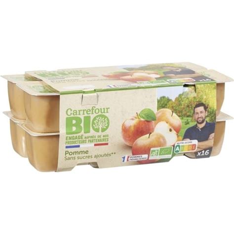 Compote Bio Pomme Sans Sucres Ajout S Carrefour Bio Les Pots De