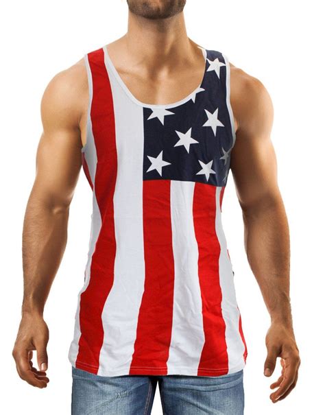 American Flag Solid Flag Scoop Tank Top Clothing Mens Clothing Store Clothes Tops