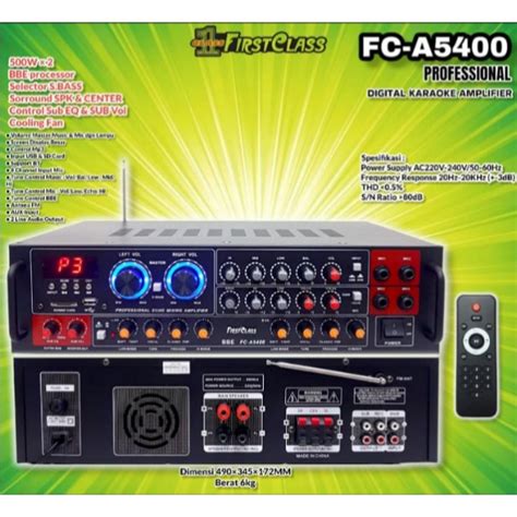 Jual AMPLIFIER FIRSTCLASS FC A5400 DIGITAL KARAOKE AMPLIFIER FIRST